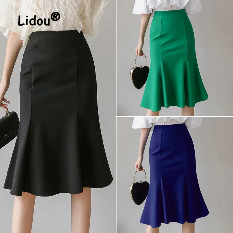 Top Trends: Women's Four Seasons Versatile Fashion Flare Swing Skirt Shows Thin Temperament High Waisted Half Body Professional Bag Skirt Shoppable Styles