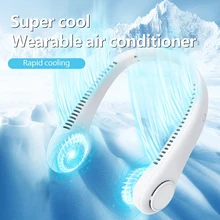 2024 1200mAh New Mini Neck Mounted Fan Portable Bladeless Neck Rechargeable Air Cooler 3 Speed ​​Mini Summer Sports Fan Outdoor