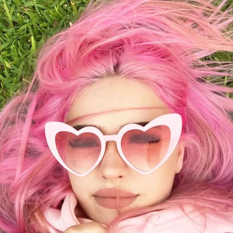 Top Trends: Ladies Pink Cat Eye Love Heart Sunglasses Women Retro Oversized Personality Sun Glasses UV400 Eye Protection Eyewear Goggles Shoppable Styles