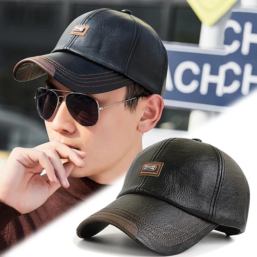 Top Trends: High Quality Leather Baseball Cap Men Autumn Winter Women Gorras Planas Snapback Hat PU Leather Trucker Cap Shoppable Styles