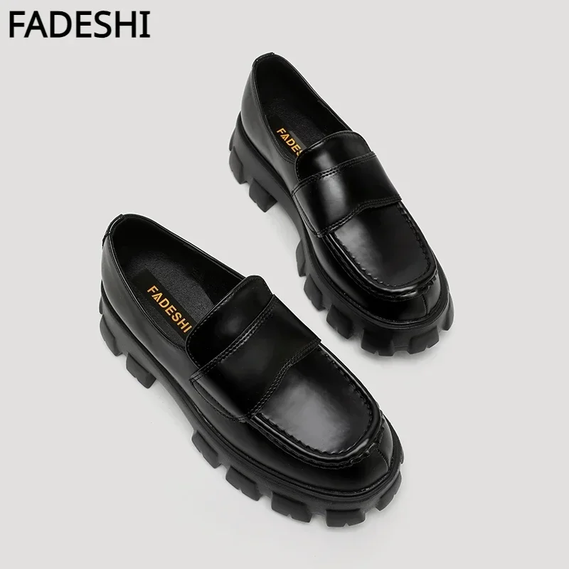 Top Trends: Fadeshi Women's Lefu 2022 New Round Toe Thick Sole Small Leather Shoes High Heel Single Shoes Size 34-41 Shoppable Styles