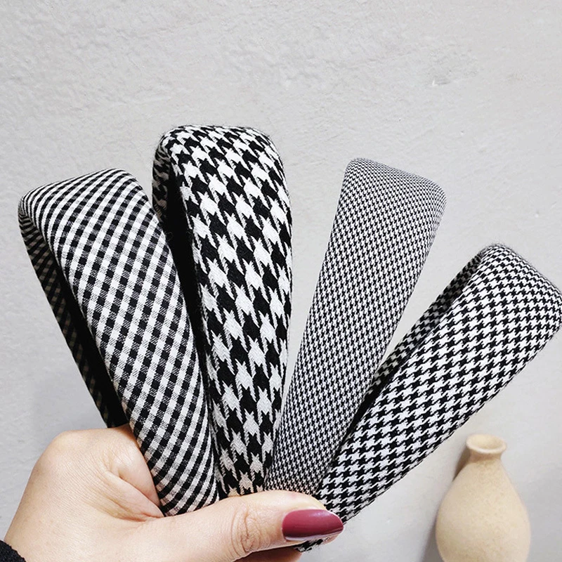 Top Trends: Houndstooth Pattern Women Headband Wide-brimmed European Style Hair Hoop Bezel Fashion Hairbands For Women Hair Accessories Shoppable Styles