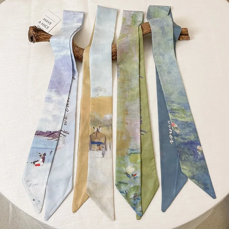 Top Trends: Silk Scarf Artistic Sense Arm Bag Hair Band Belt All-Match Decorative Scarf Thin Narrow Long Ribbon Shoppable Styles