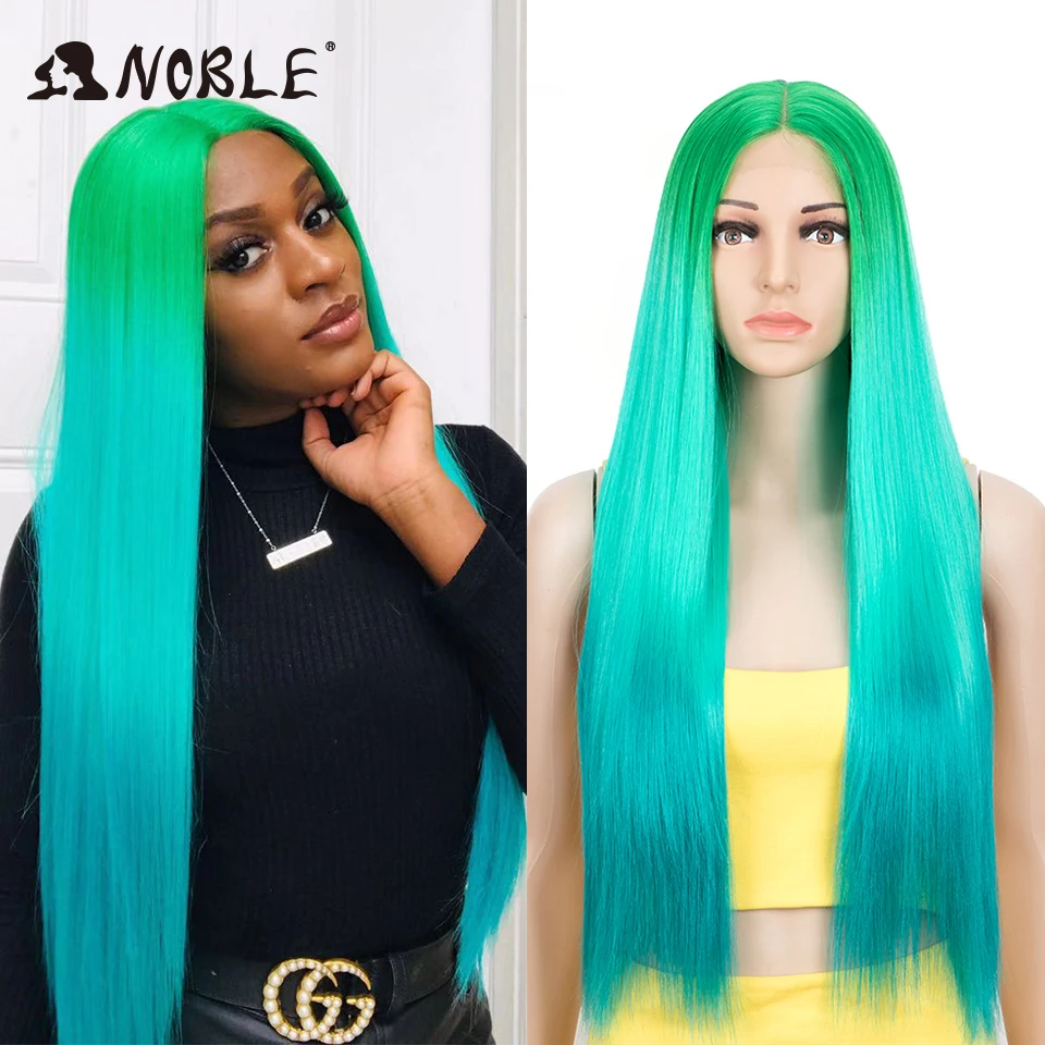 Top Trends: Noble Synthetic Lace Front Wigs For Black Women Green Color Hair Long Straight Wig 30inch Lace Wig Heat Resistant Cosplay Wigs Shoppable Styles