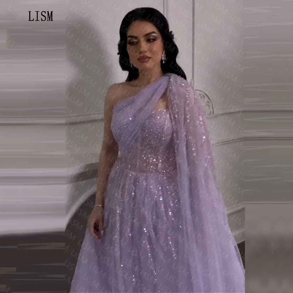 Top Trends: LISM Purple Beadings Tulle A-line Formal Evening Party Dresses 2023 Elegant Quinceanera Prom Gown Classy فساتين مناسبة رسمية Shoppable Styles