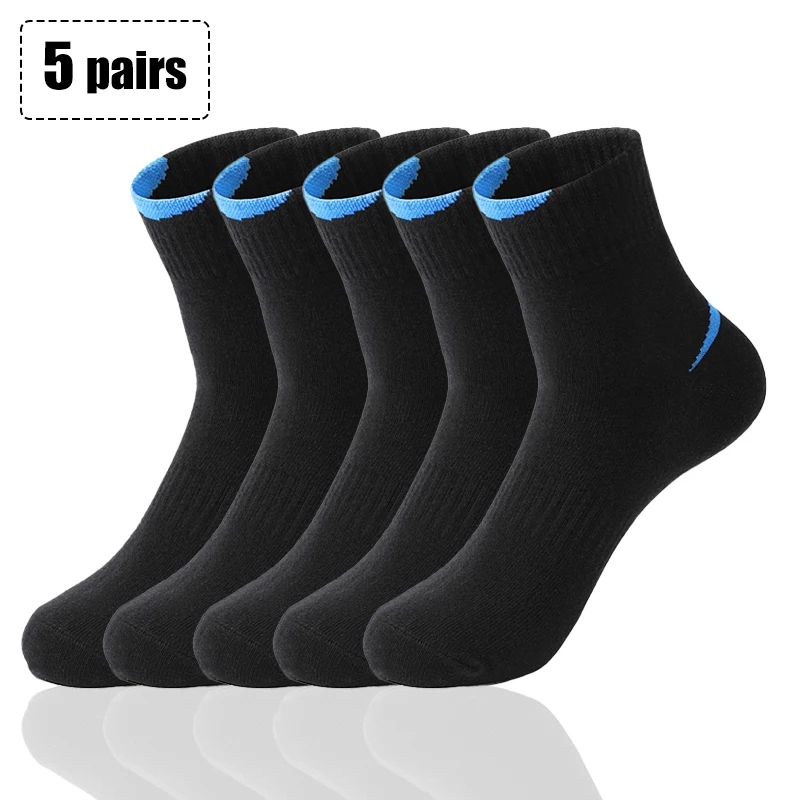 Top Trends: 5 Pairs / Lot Mens Running Socks Casual Breathable Outdoor Sports Cotton Men's Socks Black White Soft Summer For Male Socks 38-45 Shoppable Styles