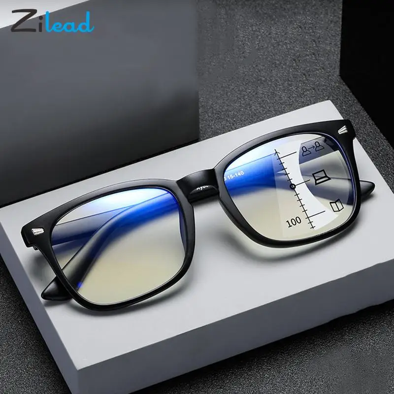 Top Trends: Zilead Square Multifocal Progressive Reading Glasses Men Women Fashion Anti Blue Light Computer Hyperopia Eyewear Diopters+ 1+ 4 Shoppable Styles