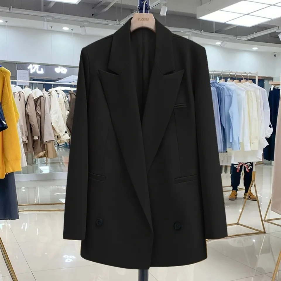 Top Trends: 2024 Fashion Solid Blazer Autumn Winter Women Loose Suit Coat Office Lady Blazers Orange Black Jacket Lapel Outwear Pocket Tops Shoppable Styles