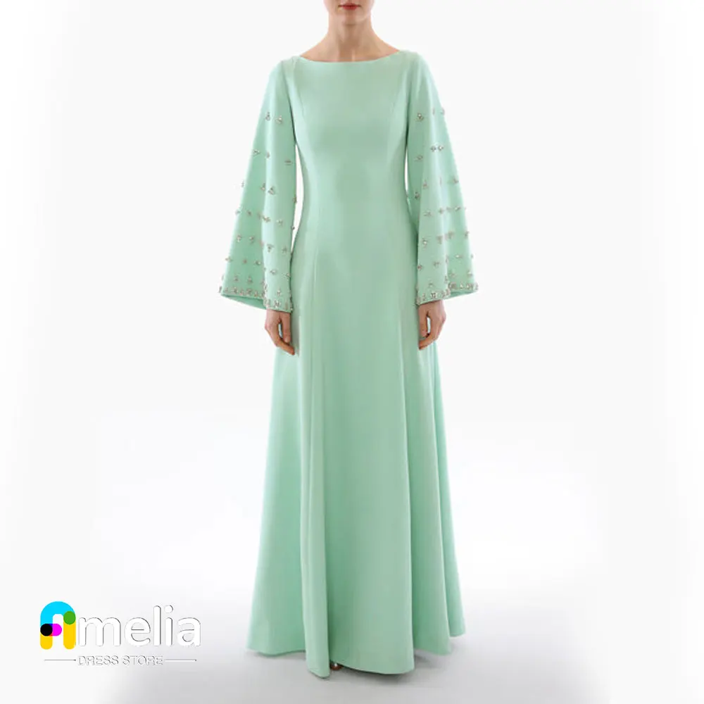 Top Trends: Amelia O-Neck Prom Dress Floor Length Long Sleeves Evening Dress With Summer Women Wedding Party Formal Gowns Arabia Shoppable Styles - Image 2