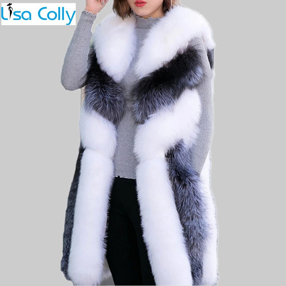 Top Trends: Lisa Colly Women Long Artifical Fox Fur Vest Women Winter Fashion Faux Fox Fur Vest Jacket Woman Warm Fake Fox Fur Coat Overcoat Shoppable Styles