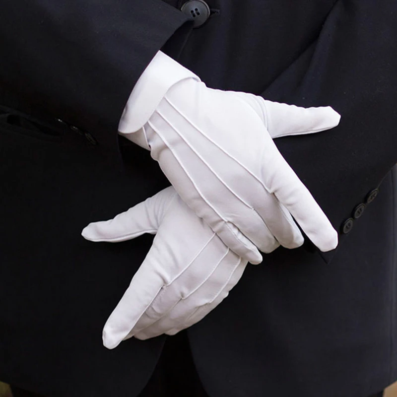 Top Trends: White Formal Gloves Tuxedo Guard Parade Santa Men Fancy Inspection Elegant Full Finger Driving Mittens Womens Non-Slip Gloves Shoppable Styles