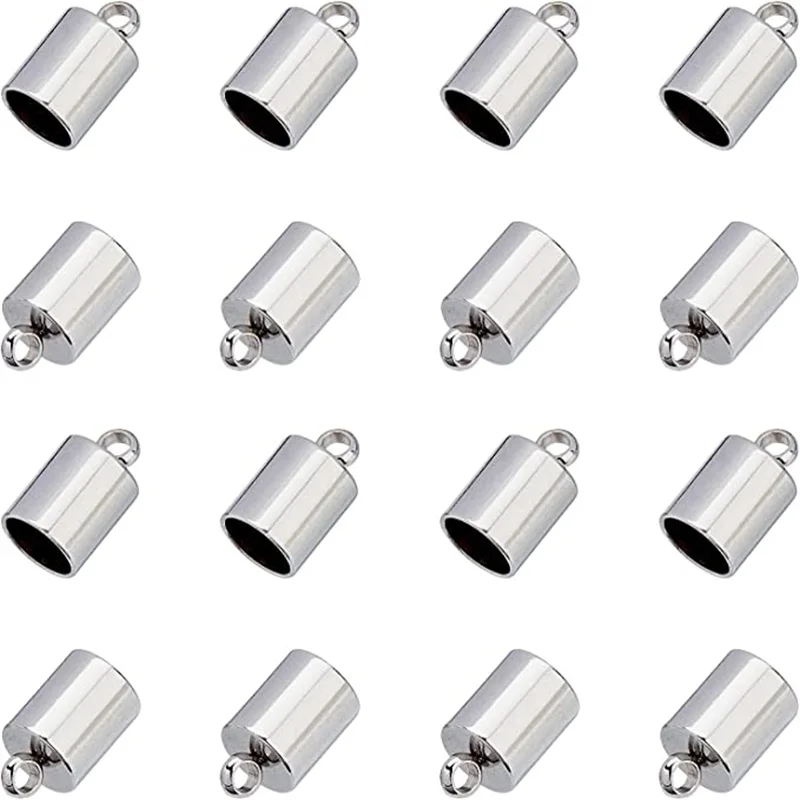 Top Trends: 20Pcs Stainless Steel Crimp Cylinder Bead Leather End Caps Cord Cover Necklace Bracelet End Tip Cap DIY Jewelry Making Finding Shoppable Styles