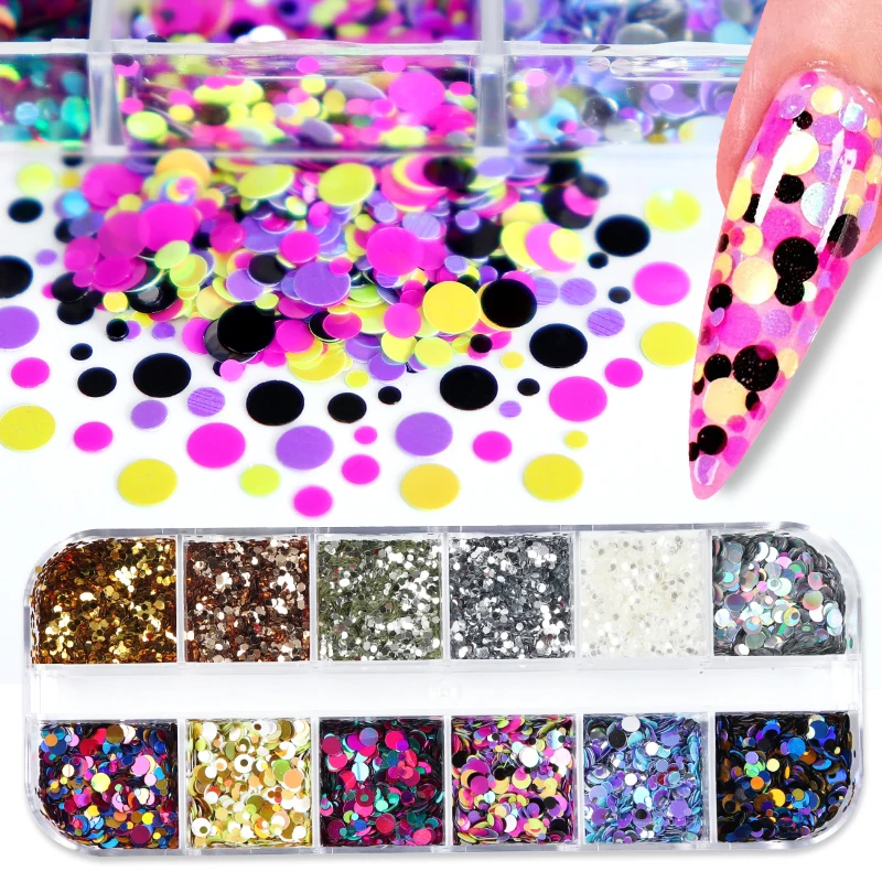 Top Trends: Circle Dot Glitter Sequins Nail Art Decoration Mix Color Round Flakes Designs For DIY Nail Polish Confetti Manicure Accessories Shoppable Styles - Image 2