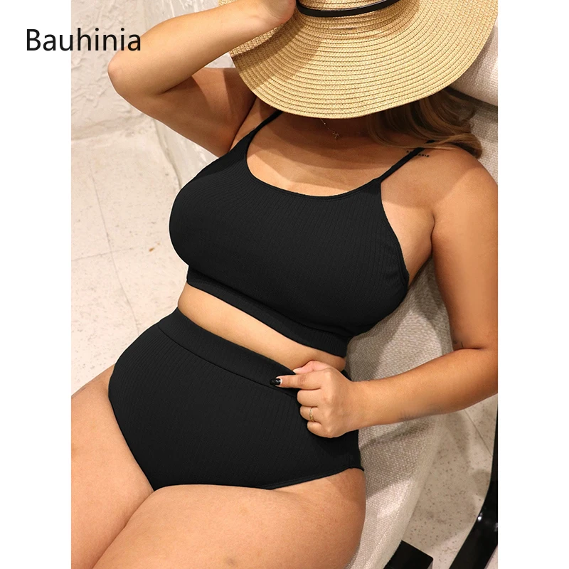 Top Trends: Bauhinia High Waist Swimwear Plus Size Women Swimsuit Sexy Push Up Micro Bikinis 2022 New Ribbed Bathing Suit Beachwear Set Shoppable Styles