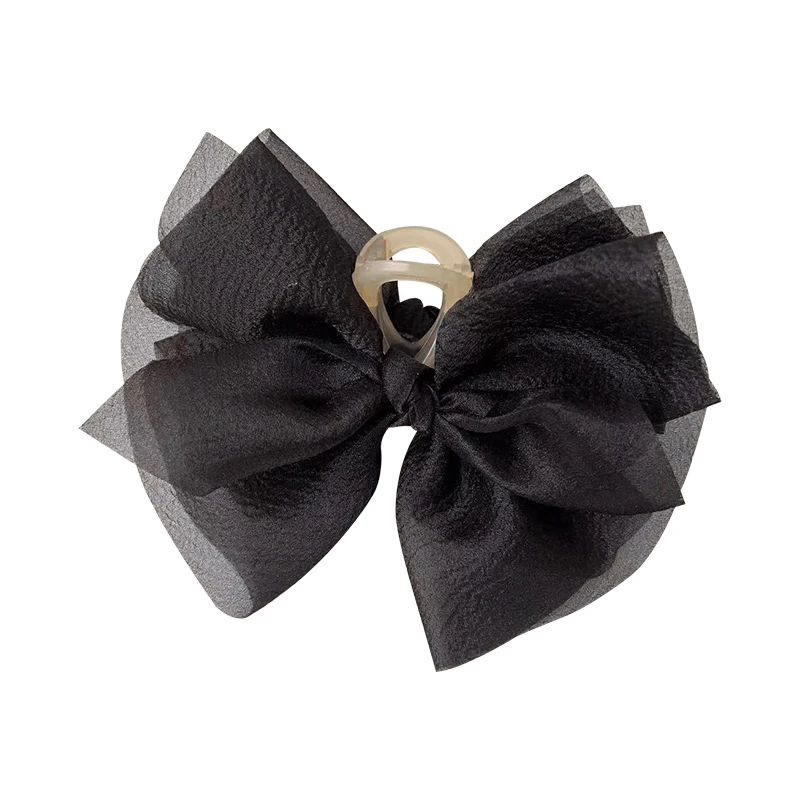 Top Trends: Summer New Solid Color Mesh Tulle Bow Hair Clips Elegant Women Ponytail Braid Hair Claw Clip Hair Clip Headwear Hair Accessories Shoppable Styles - Image 6