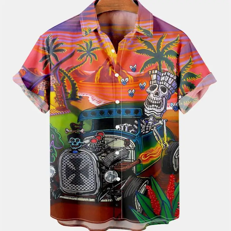 Top Trends: Summer Men's Fashion Casual Social Hawaiian Floral Skull Short Sleeve Shirt Luxury Elegant Dazn Vintage Vacation Resorts Clothin Shoppable Styles