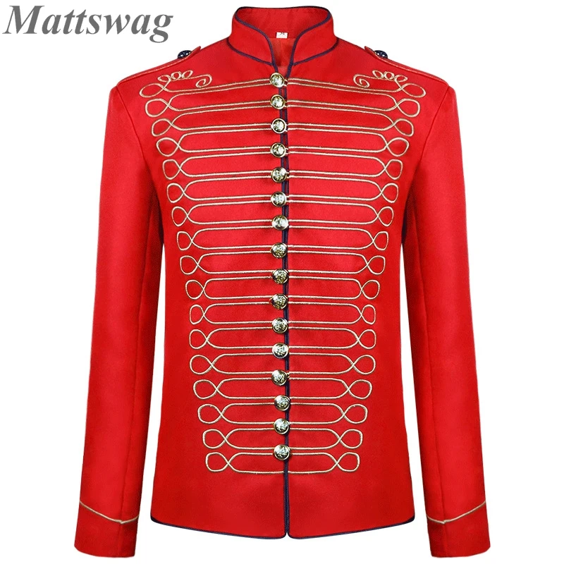 Top Trends: Red Halloween Costumes Jackets Men Retro Gothic Steampunk Drummer Suit Clothing Prom Party Performance Stage Coat Jacket Hombre Shoppable Styles