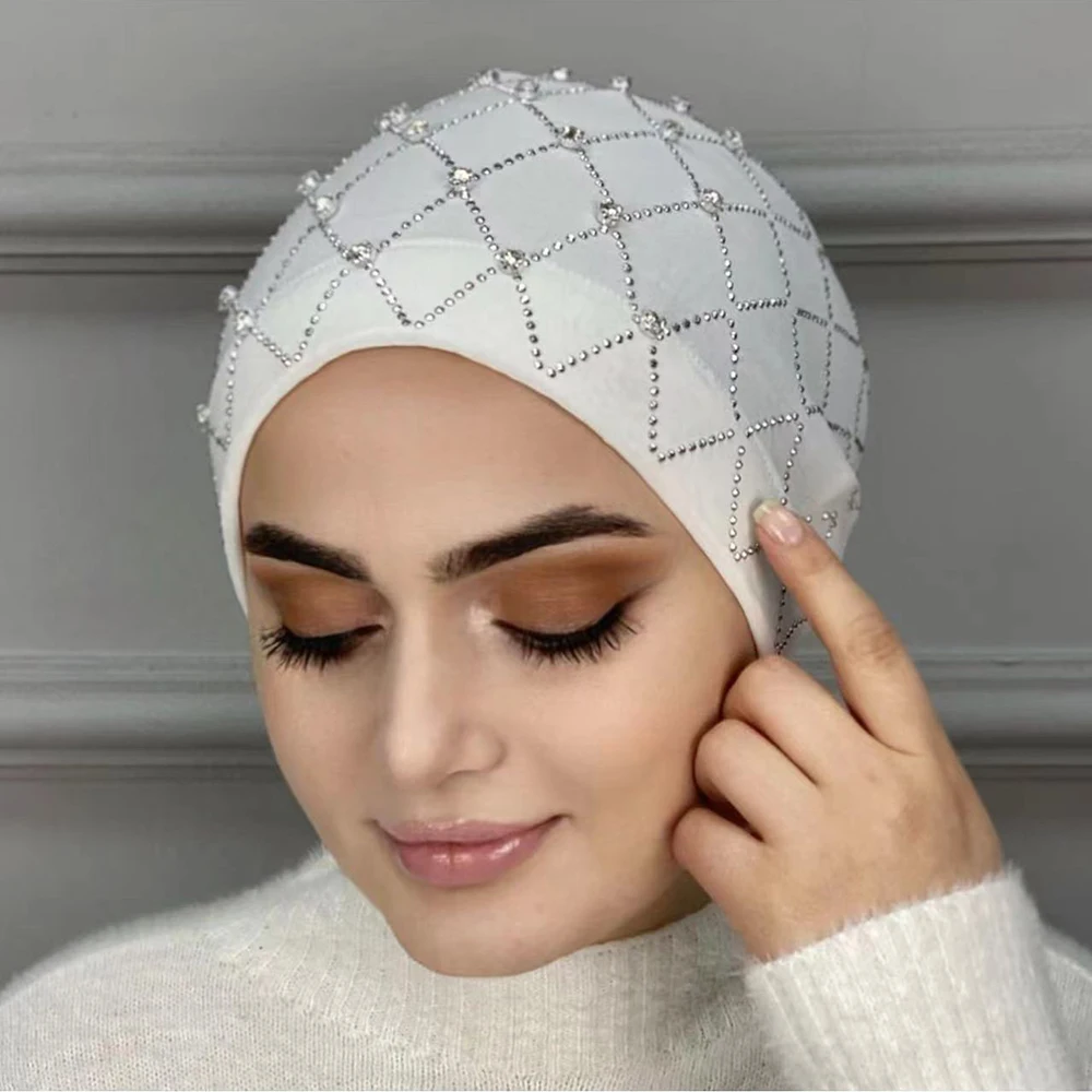 Top Trends: Rhinestone Head Wraps For Ramadan Women Muslim Inner Hijabs Islam Under Scarf Cap Stretchy Headscarf Bonnet Turbante Mujer Shoppable Styles