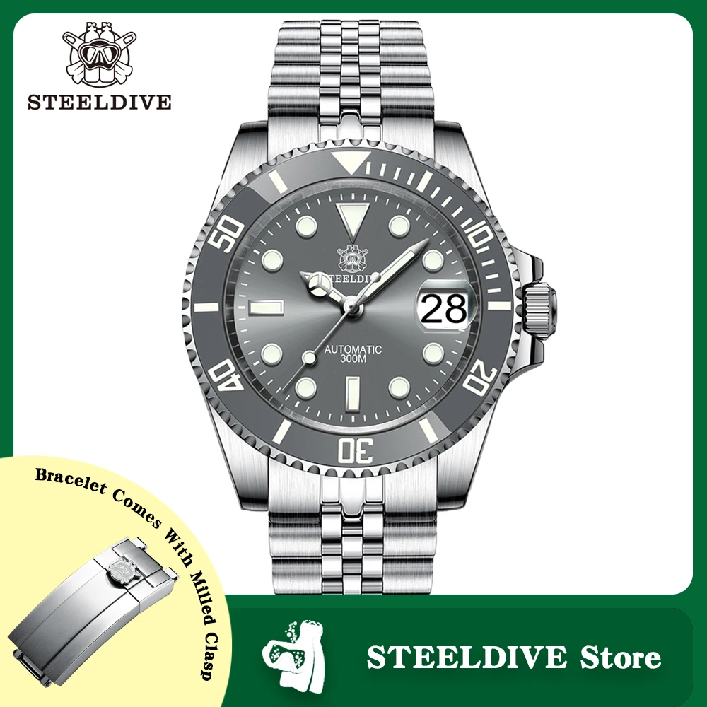 Top Trends: SD1953 STEELDIVE New Braceelt 41mm Super Luminous 30ATM Water Resistant NH35 Automatic Sapphire Glass Mens Dive Watch Reloj Shoppable Styles