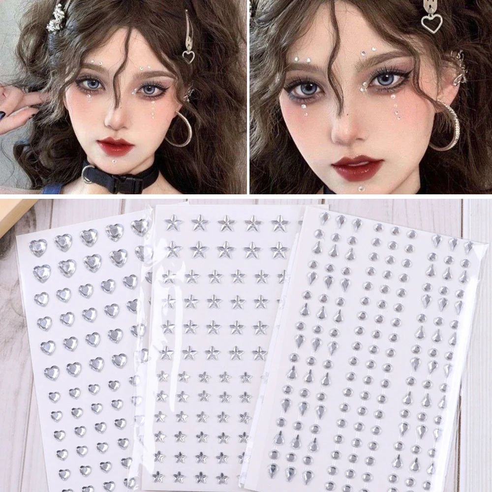 Top Trends: 1PC Crystal Tattoo Sticker Glitter Star Shape Face Jewelry For Women Eyeliner Eyebrow Face Makeup Rhinestone Temporary Tattoo Shoppable Styles