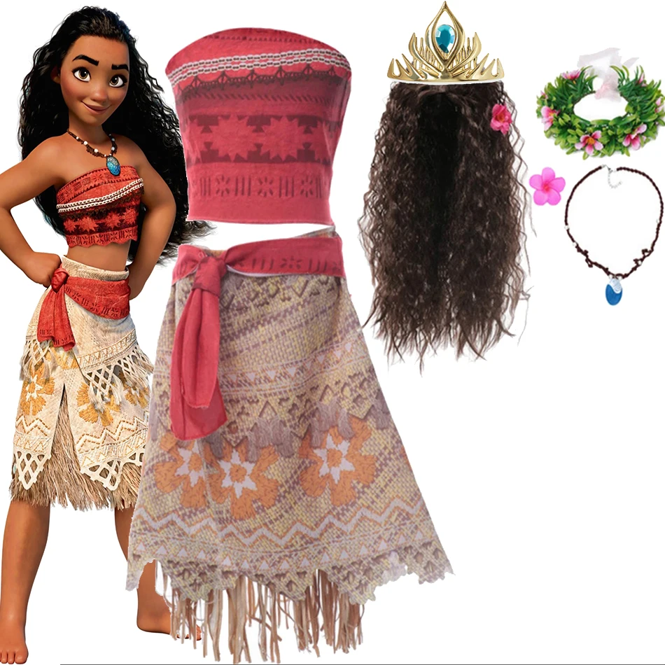 Top Trends: Disney Baby Girls Moana Vaiana Adventure Princess Dress Kids Sleeveless Fancy Cosplay Costume Halloween Children Party Clothes Shoppable Styles