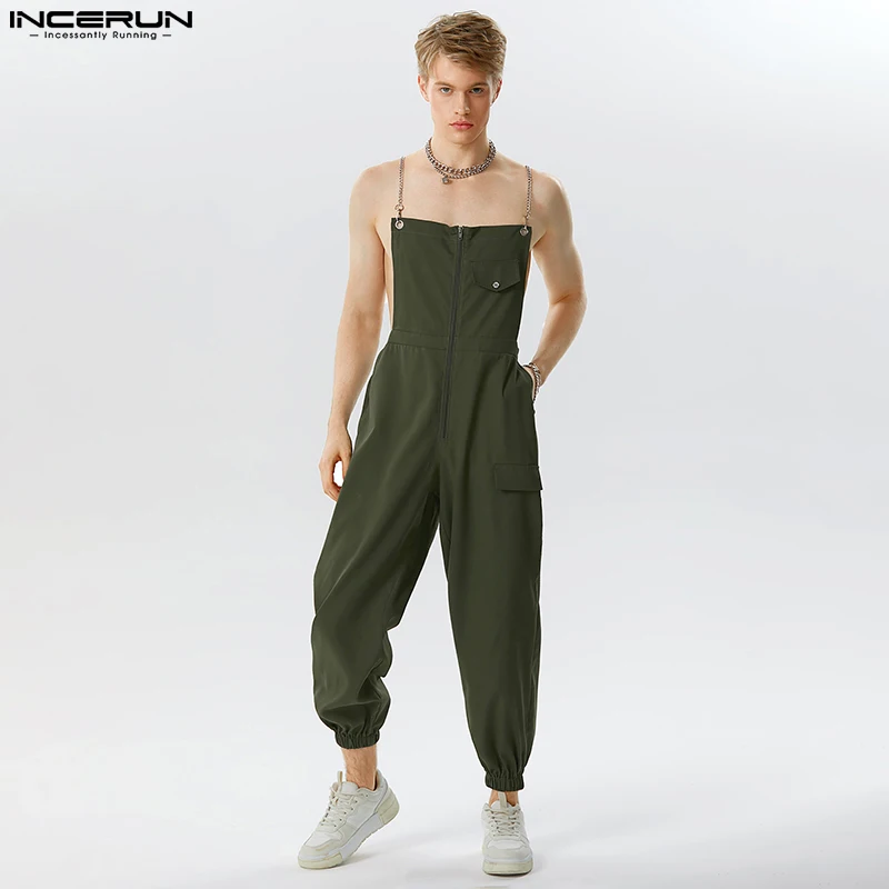 Top Trends: INCERUN 2023 Handsome Men's Solid All-match Cargo Pants Jumpsuits Streetwear Male Hot Sale Chain Connection Design Rompers S-5XL Shoppable Styles