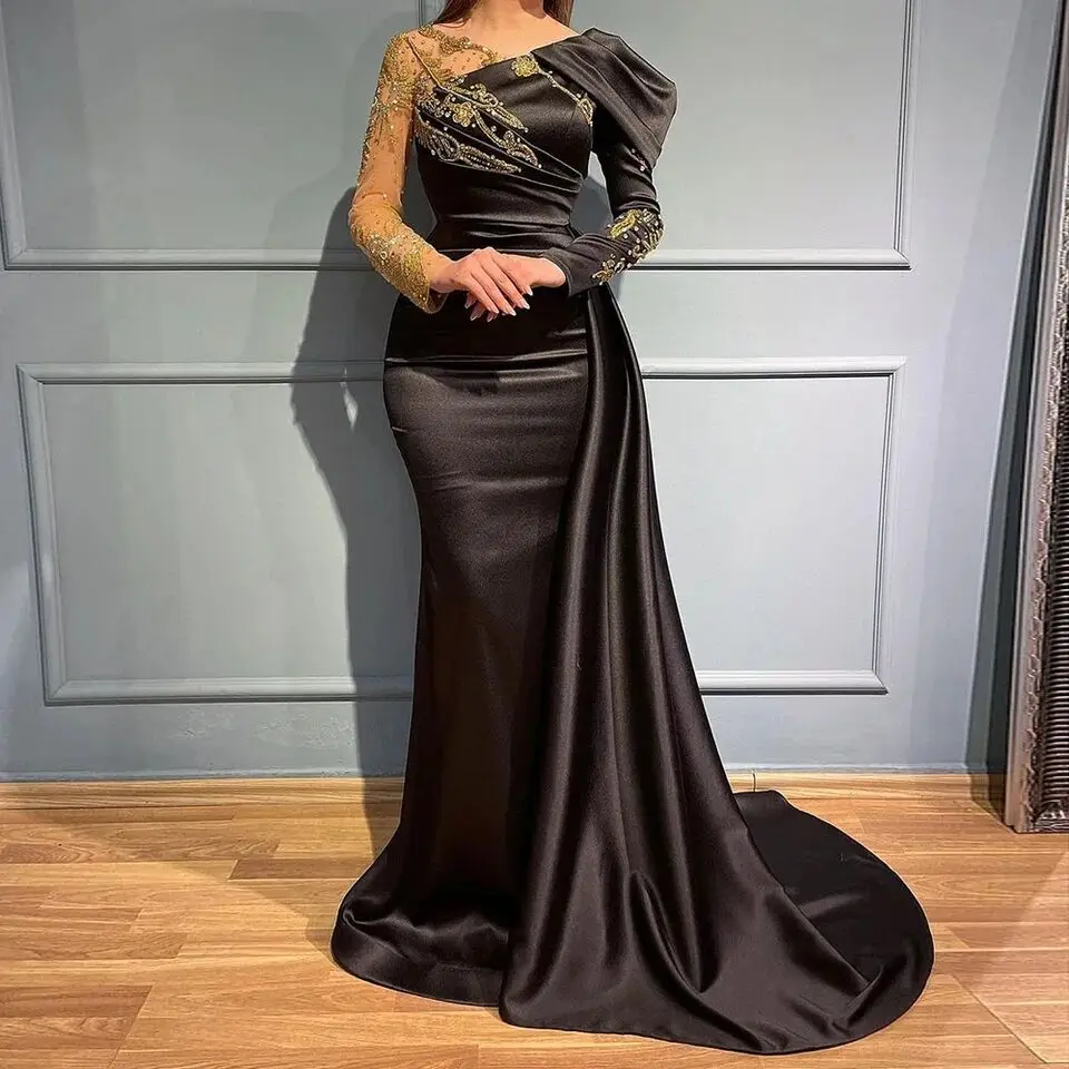 Top Trends: Happy Custom Dubai Mermaid Arabic Evening Dress For Women Wedding Long Sleeve Beaded Appliques Elegant Formal Party Gown Shoppable Styles - Image 3