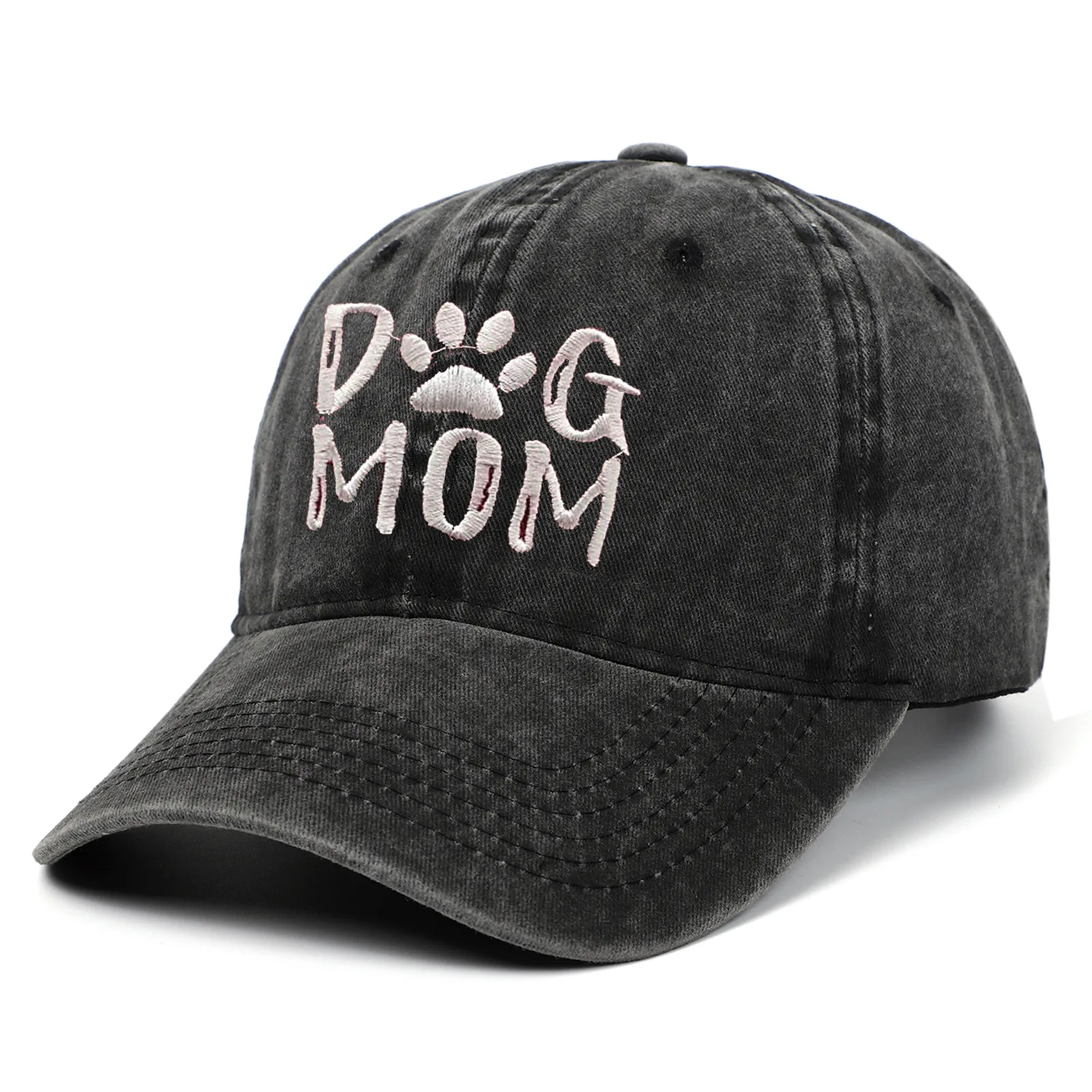 Top Trends: DOG MOM White Lettering Embroidered Baseball Cap Cotton Washed Man Caps Outdoor Casual Sports Couple Black Wine Red Sunshade Hat Shoppable Styles - Image 2