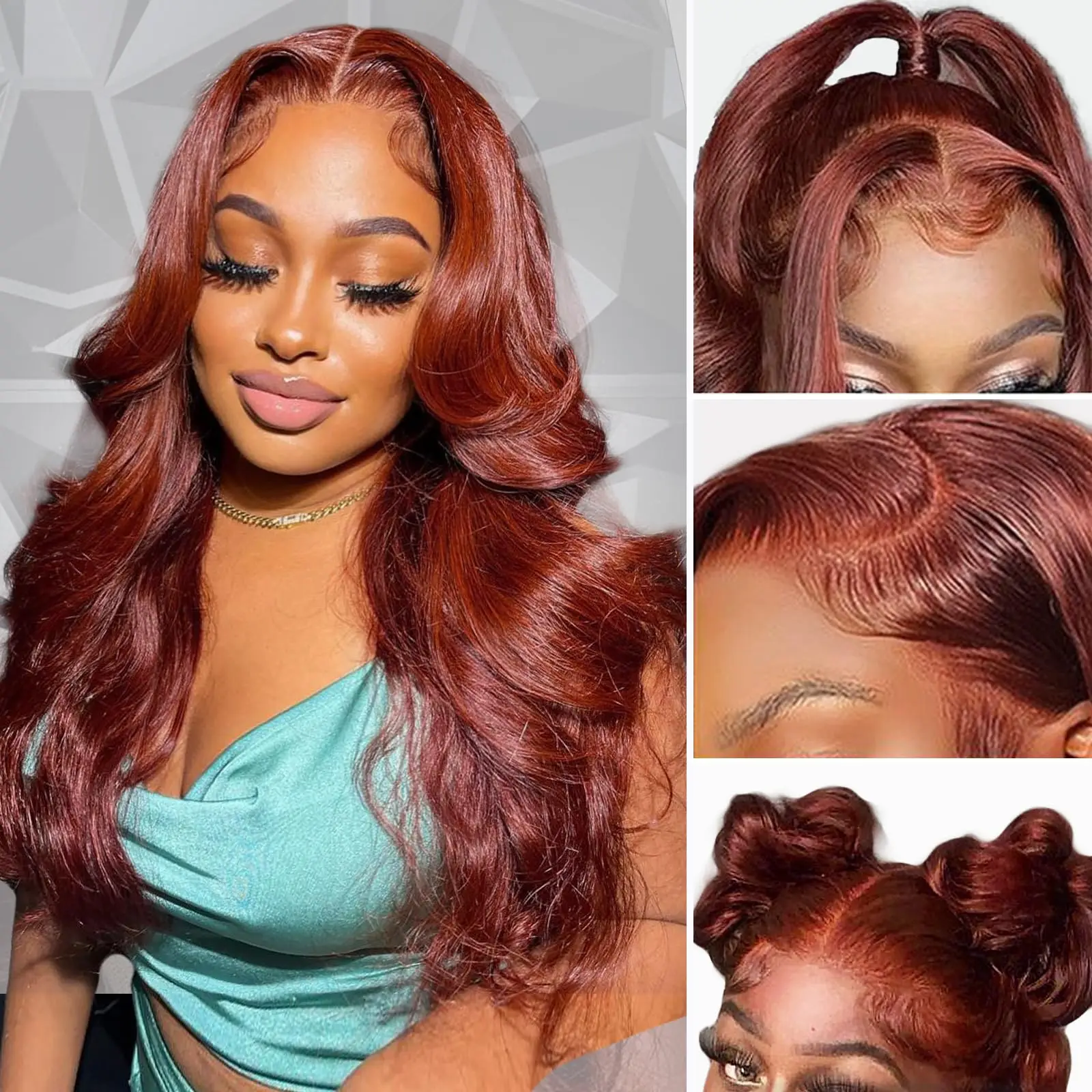 Top Trends: Reddish Brown Lace Front Wigs Human Hair 33 # Colored 13x4 HD Human Hair Wig Pre Plucked With Baby Hair 180% Density Shoppable Styles