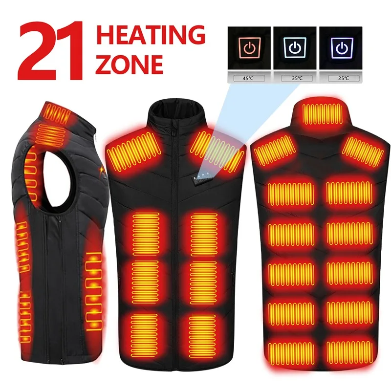 Top Trends: 21 HEATING ZONES Heated Vest Men Women Heated Jacket Winter Warm USB Self Heating Thermal Vest Heating Down Jacket Shoppable Styles