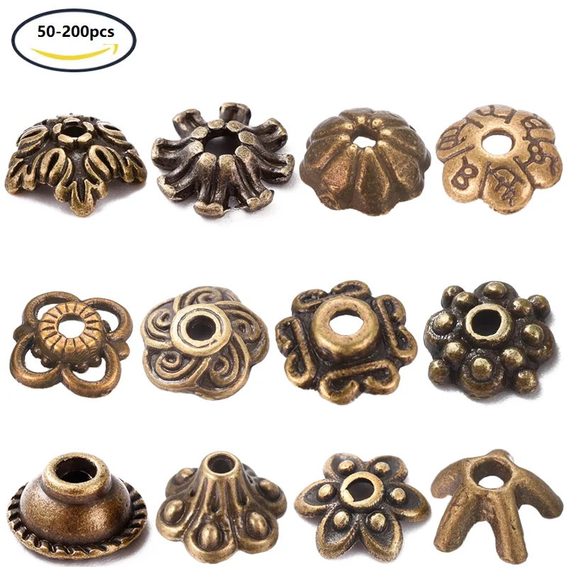 Top Trends: NBEADS 50-200PCS Tibetan Style Round Alloy Bead Caps Cadmium Free &amp; Nickel Free &amp; Lead Free For Spacer Fit DIY Jewelry Bracelets Shoppable Styles