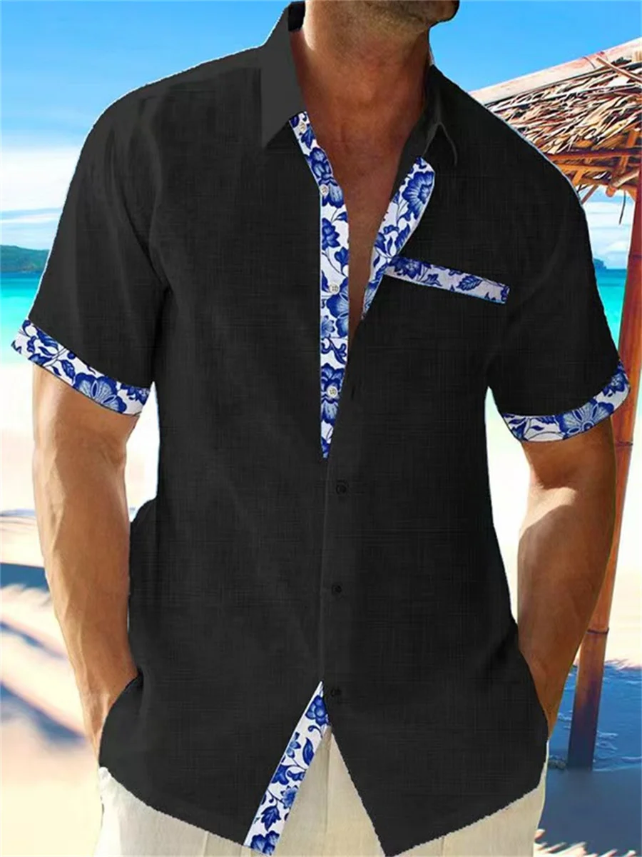 Top Trends: Black Linen Shirt Fashion Men&#039;s Hawaiian Shirt Casual Solid Color Beach Short Sleeve Plus Size Coat 7 Color Summer S-5XL 2023 Shoppable Styles