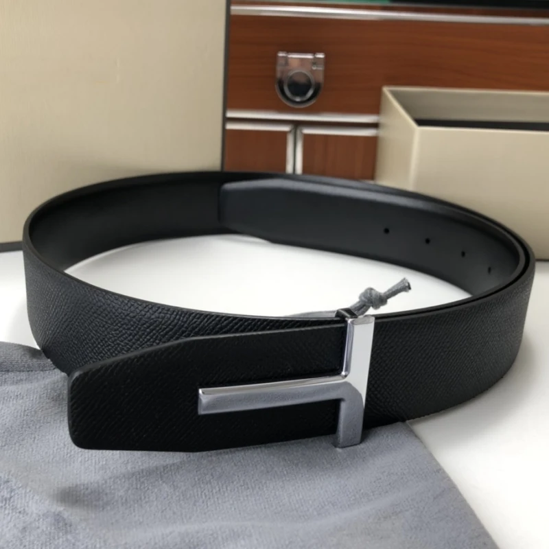 Top Trends: High Quality Luxury Goods Designer Men's Leather T-shaped Buckle Belt With Double-sided Use 38MM T Hardware Buckle Gift Box Shoppable Styles