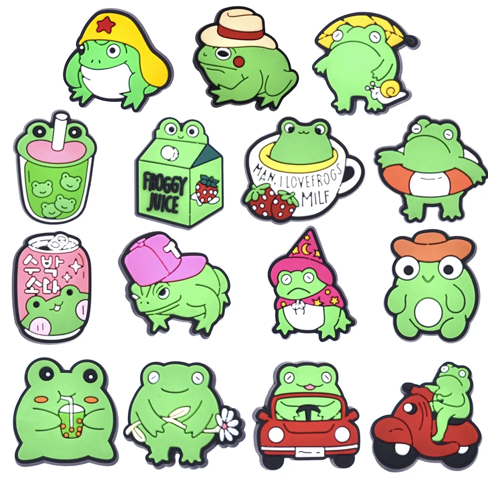 Top Trends: 1-15pcs Cartoon Shoe Charms Buckle Clog Fit Wristbands Funny Frog Drink DIY Shoe Decorations Accessories Kids Shoes Ornaments Shoppable Styles