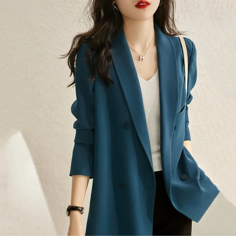 Top Trends: Fashion Solid Color Button Pockets Korean Blazers Women&#039;s Clothing 2023 Autumn Winter Loose All-match Tops Office Lady Suits Shoppable Styles