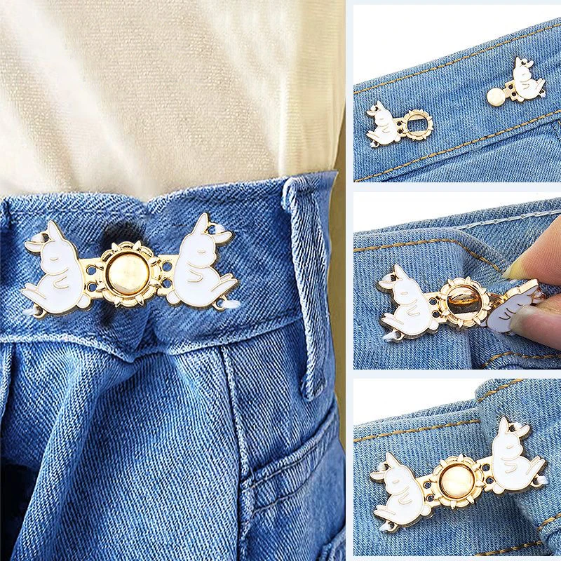 Top Trends: New Women Adjustable Metal Waist Buckle Button Extender Pants Jeans Waist Tighten Buckles Waist Clip Pins Buttons Accessories Shoppable Styles - Image 4