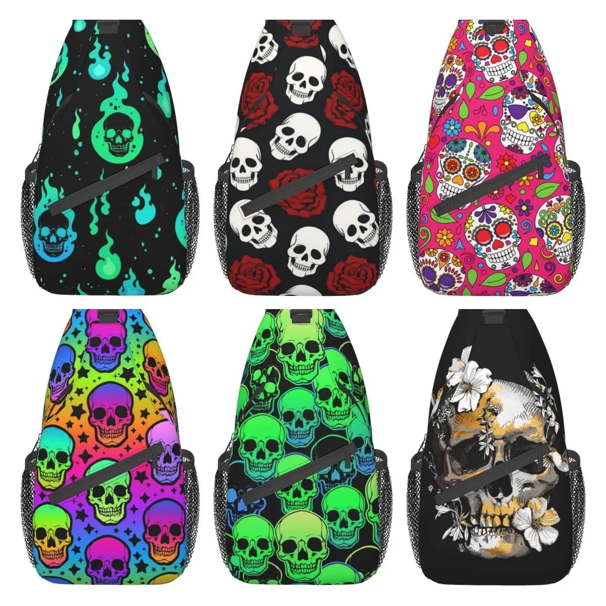 Top Trends: Sugar Skull Sling Bag Crossbody Backpack Chest Hiking Daypack Casual Shoulder Bags For Women Men Outdoor Traveling Casual Shoppable Styles