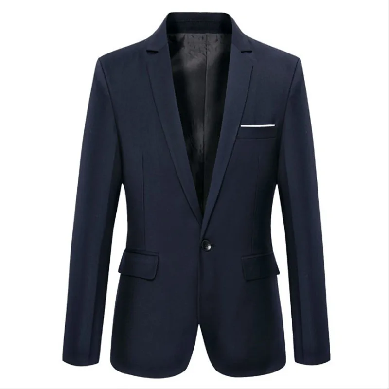 Top Trends: Male Blazers Slim Elegant Suit Blazer Business Formal Party Male Long Jacket For Men Suit One Button Lapel Casual Pockets Top Shoppable Styles - Image 5