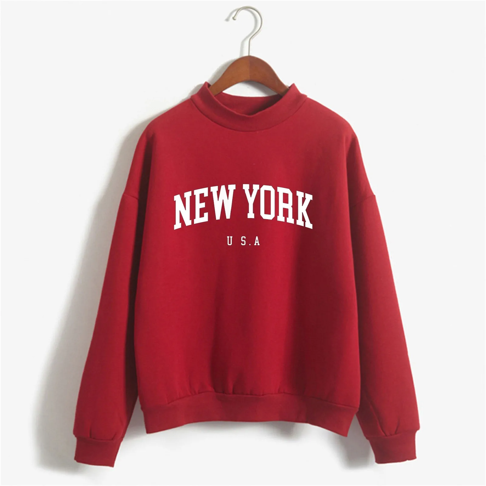 Top Trends: New York Print Hoodies Womens Sweatshirt Red Outwear Oversize Kpop Hooded Pullover Autumn Winter Girls All Match Coat Female Tee Shoppable Styles