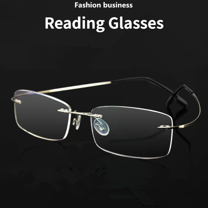 Top Trends: Men Reading Glasses Women Rimless HD Resin Lens Hyperopia Glasses Titanium Ultra-Flexible Legs Anti Fatigue Eyewear 0 To + 400 Shoppable Styles