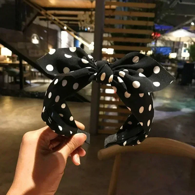 Top Trends: 2023 Fashion Trend Women's Wide Headband Bow Knot Cross Sweet Korean Style Polka Dot Hairband Cute Hair Hoop Headwear Headdress Shoppable Styles - Image 3