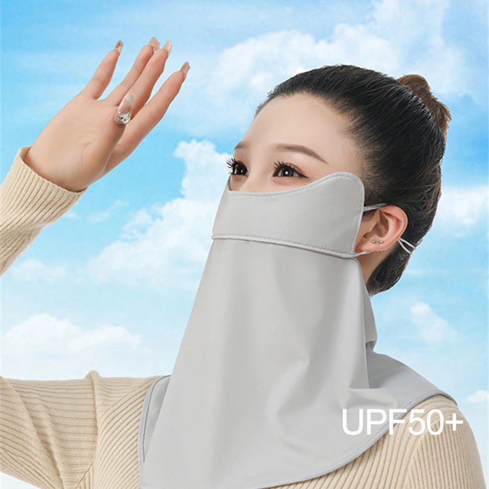 Top Trends: Ice Silk Face Mask Women Anti-UV Full Neck Face Mask Summer Outdoor Cycling Breathable Sun Protection Headband Hanging Ear Scarf Shoppable Styles