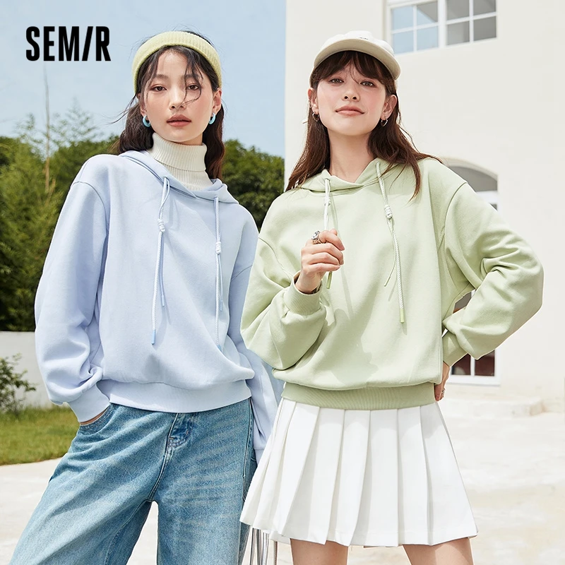 Top Trends: Semir Sweatshirt Women Hooded Basic Solid Color Top Casual 2022 Fall New Simple Loose Pullover Ladies Hoodies Shoppable Styles