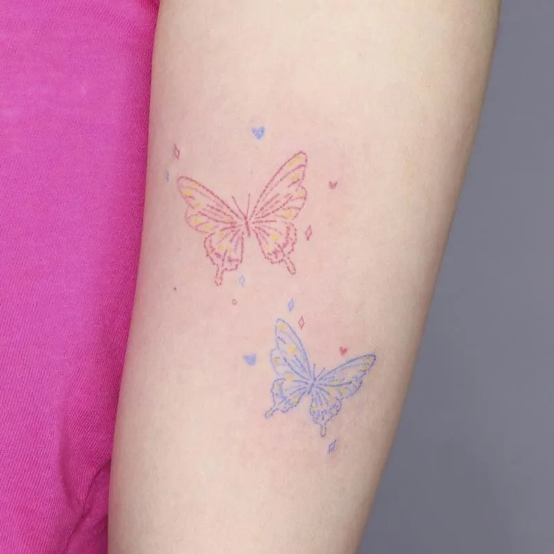 Top Trends: Waterproof Temporary Tattoo Sticker Colorful Butterfly Love Star Tattoo Flash Tattoo Sexy Arm Female Shoppable Styles