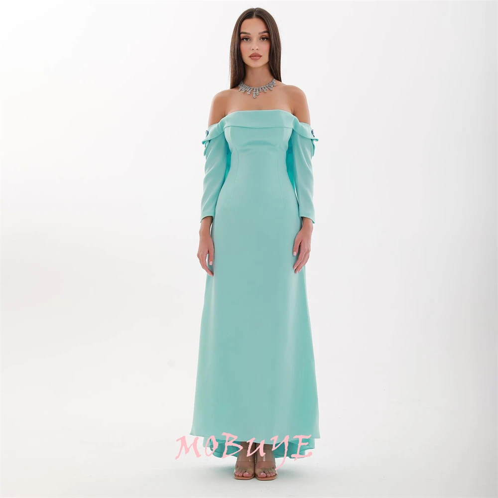 Top Trends: MOBUYE 2024 Popular Off The Shoulder Prom Dress Ankle-Length With Long Sleeves Evening Fashion Elegant Party Dress For Women Shoppable Styles