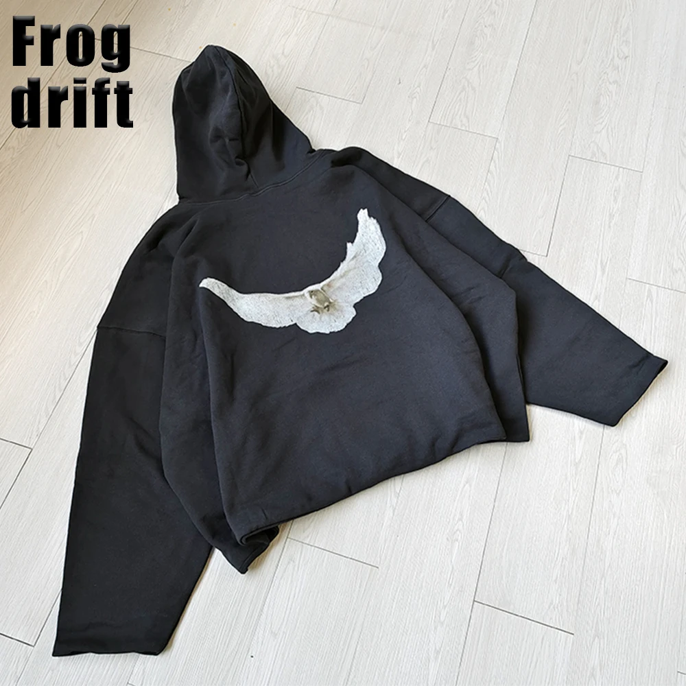 Top Trends: Frog Drift Kanye West Streetwear DOVE YZY Oversize Double Layer Thickening Hoodies Sweatshirt For Men Shoppable Styles