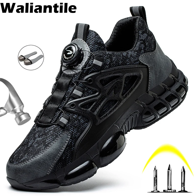 Top Trends: Waliantile Brand Quality Safety Work Shoes For Men Construction Working Boots Steel Toe Anti-smash Indestructible Sneakers Male Shoppable Styles