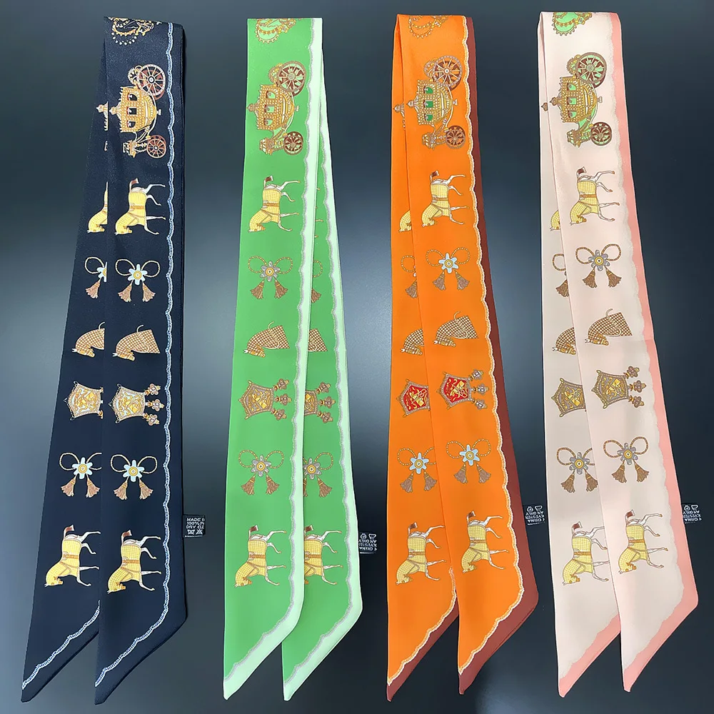 Top Trends: New Design Silk Scarf Women Luxury Horse Print Fashion Hairband Hair Tie Accessory Bag Neckerchief Foulard Women's Headscarf Shoppable Styles