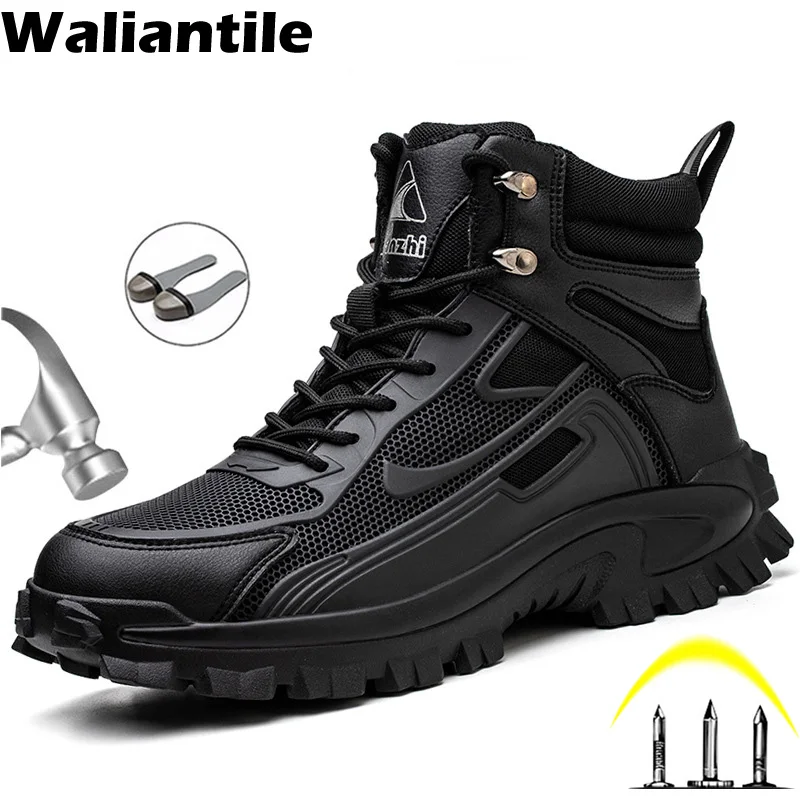 Top Trends: Waliantile Luxury New Men Safety Boots Protect Puncture Proof Indestructible Work Boots Steel Toe Construction Security Shoes Shoppable Styles