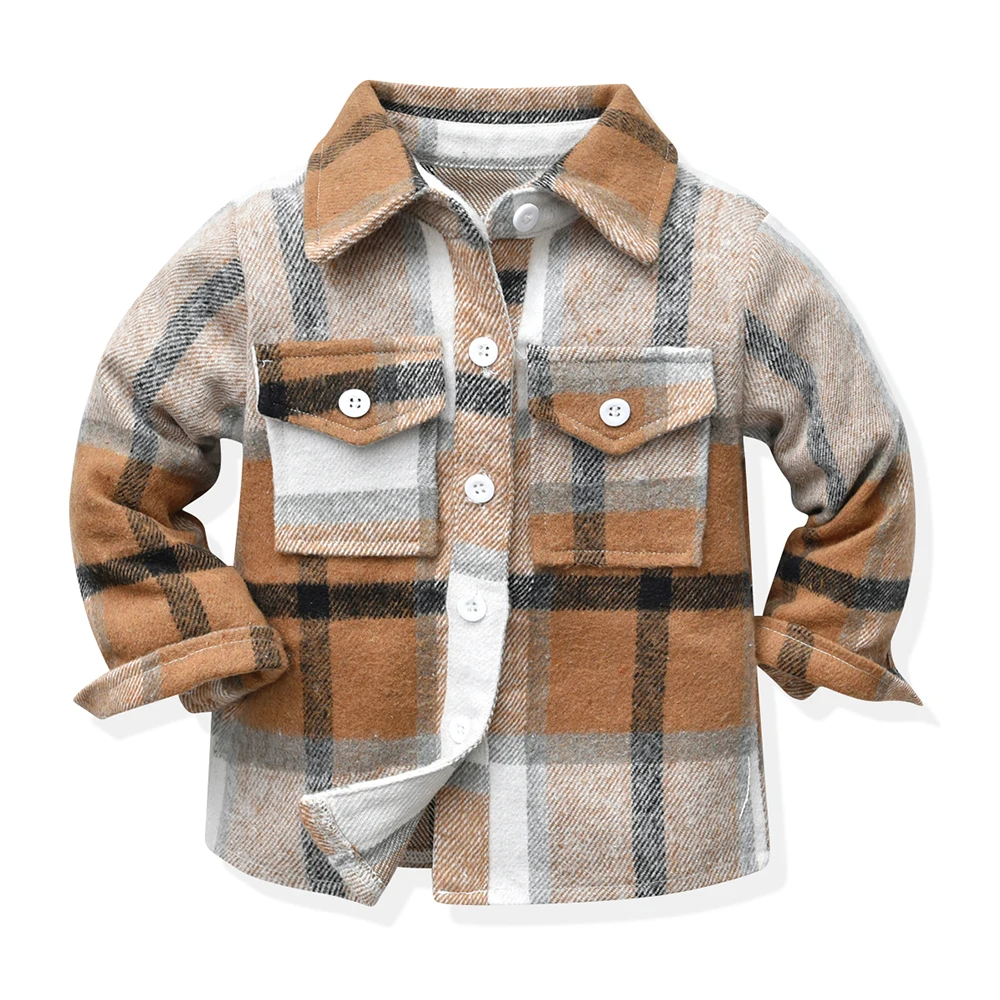 Top Trends: Top And Top Spring Autumn New Kids Boys Girls Casual Jacket Coats Children Long Sleeve Buttons Down Plaid Tops Toddler Outerwear Shoppable Styles - Image 2